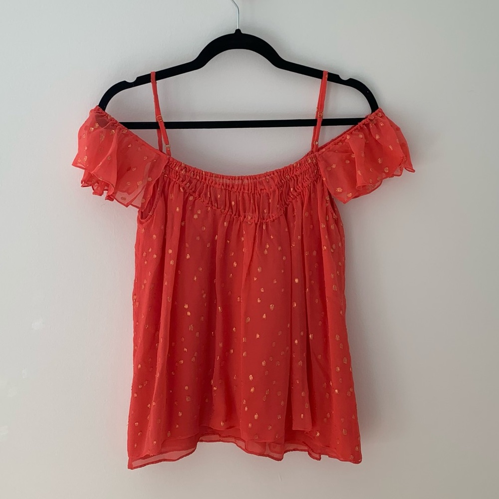Rebecca Taylor Silk coral cold shoulder tank